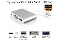 CÁP TYPE C -> USB 3.0 + VGA + Type C 3.1 adapter